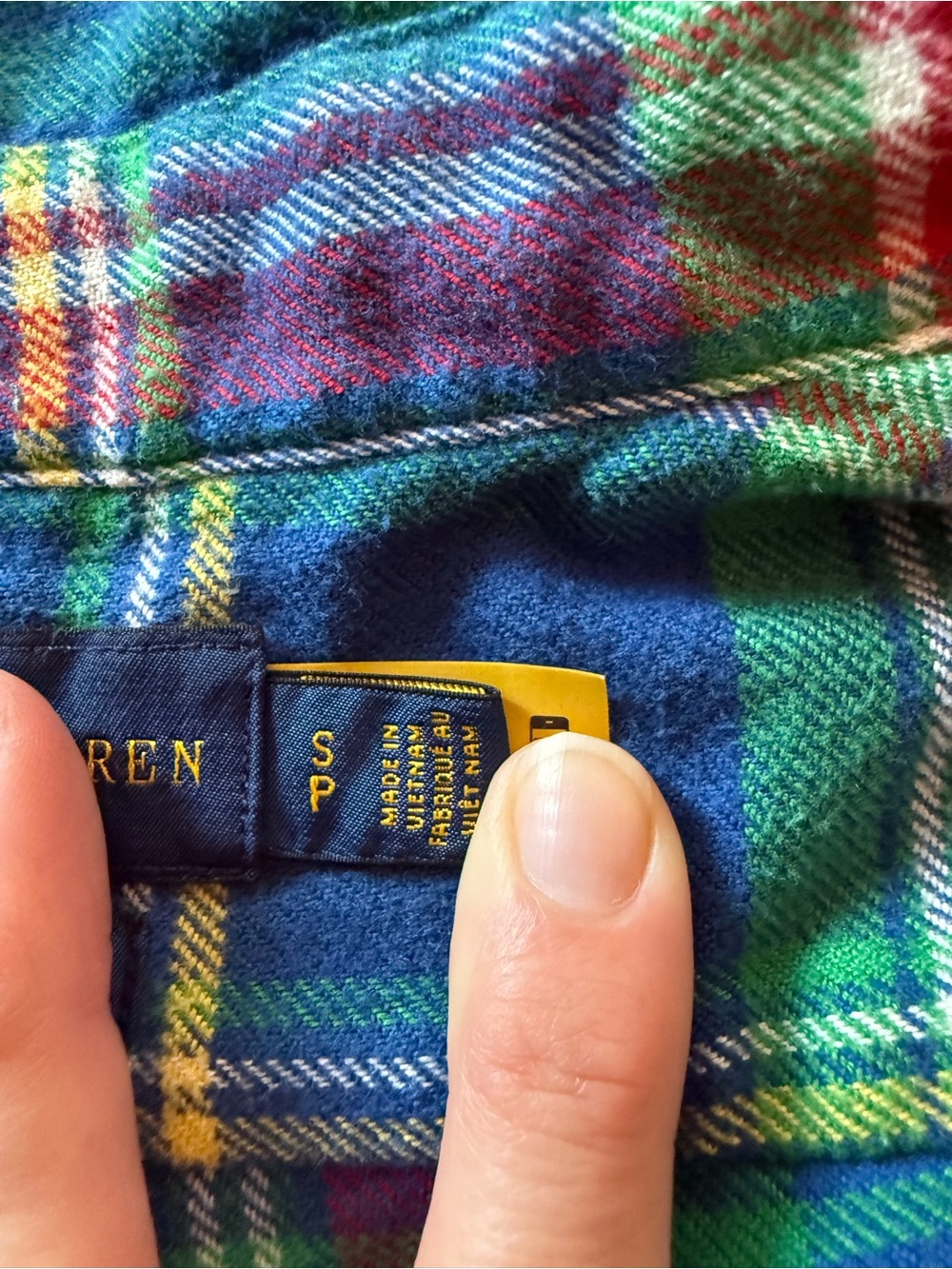 Ralph Lauren Green Multi Plaid Flannel Shirt - Custom Fit size small - Picture 2 of 9